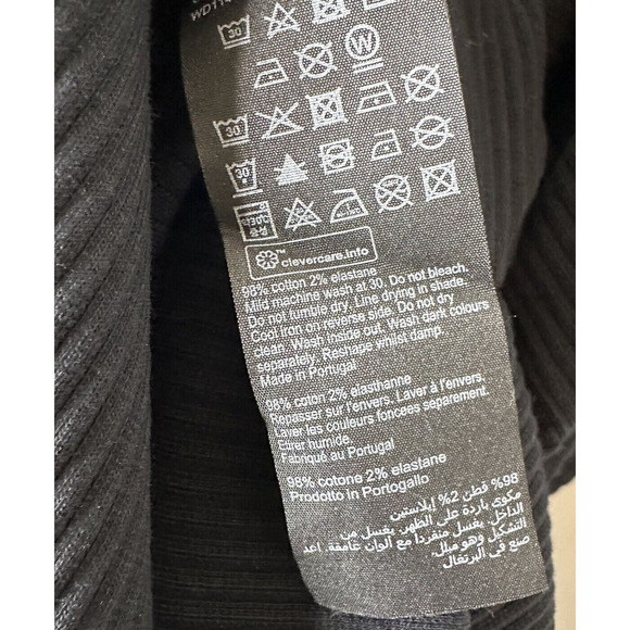 AllSaints Ribbed Knit Gia Asymmetric Midi Dress Women's Black Size 2 - Picture 8 of 9